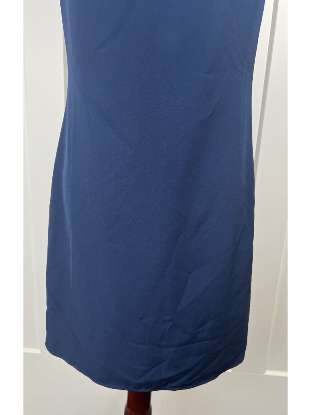 Sail to Sable Navy Dress XS High Neck Draped Collar Button Back Lined Preppy NWT - Picture 3 of 13